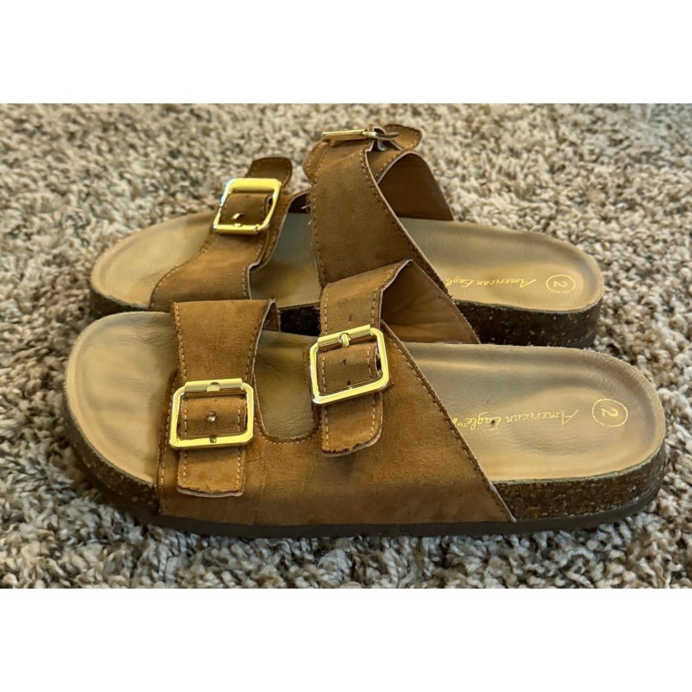 American Eagle Girl's Tan Slide On Sandals Size 2